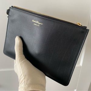 Authentic Salvatore Ferragamo genuine leather wristlet wallet